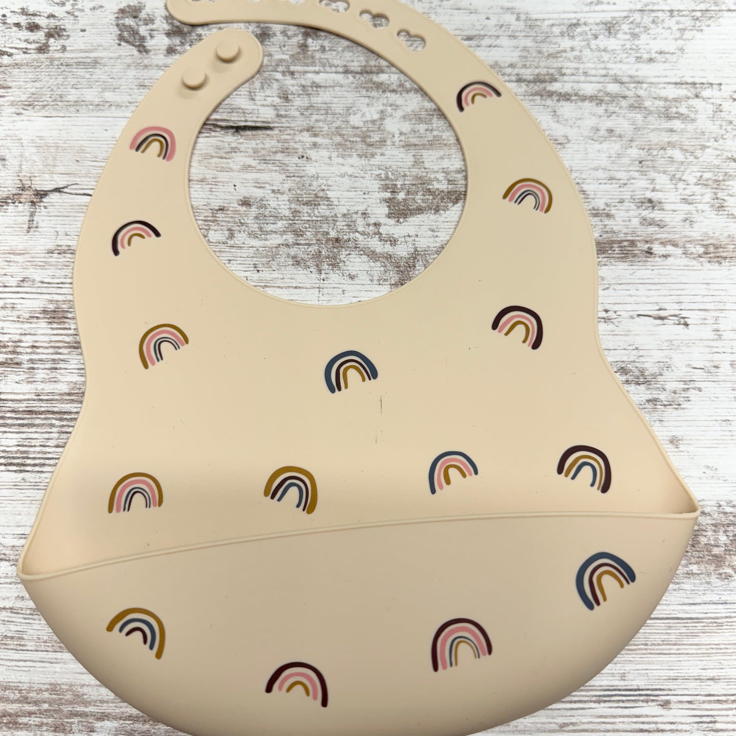 Silicone Bib | Beige Rainbow
